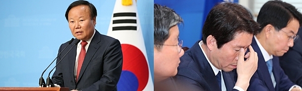 김재원(왼쪽) 미래통합당 정책위의장과 이인영(오른쪽) 더불어민주당 원내대표.ⓒ뉴시스