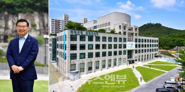 서울 중랑구 류경기 구청장과, 중랑구 구청 전경이다./사진제공=(중랑구청)