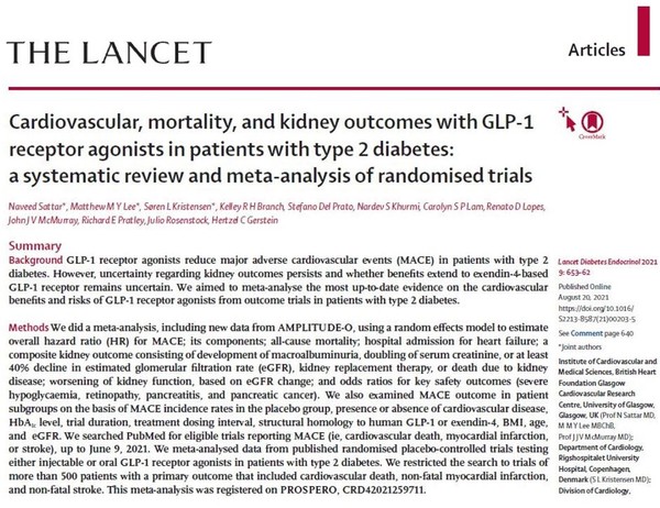  세계적인 의학저널 란셋(The Lancet Diabetes & Endocrinology, IF 32.069)이 한미약품 개발 바이오신약 ‘에페글레나타이드’의 심혈관계 안전성 등 글로벌 임상 결과가 포함된 메타 분석 연구를 10월호에 등재해 출간했다. 사진/한미약품 제공