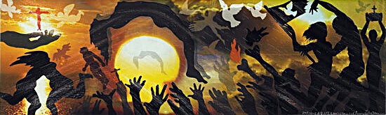 2010년 철거된 도라산 벽화의 일부.