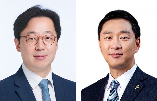 왼쪽이 동아쏘시오홀딩스 김민영 사장  오른쪽이 동아ST 정재훈 사장