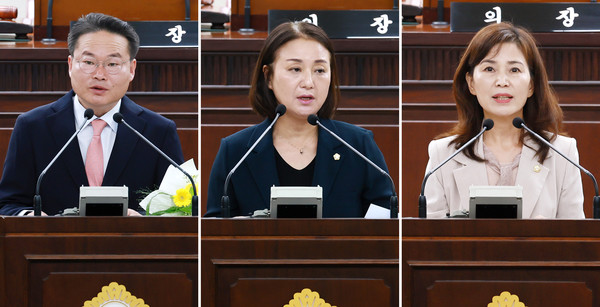 사진왼쪽부터 구동오 행정복지위원장, 허정미 도시환경위원장, 여명자 의회운영위원장./사진 인천시부평구의회