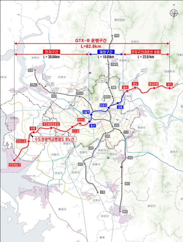 GTX-B 노선도 제공/ 인천시
