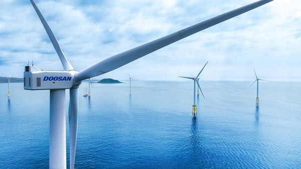 두산에너빌리티가 제주 한림읍 인근 해상에 설치한 5.5MW 해상풍력발전기  / 사진 = 두산에너빌리티 제공