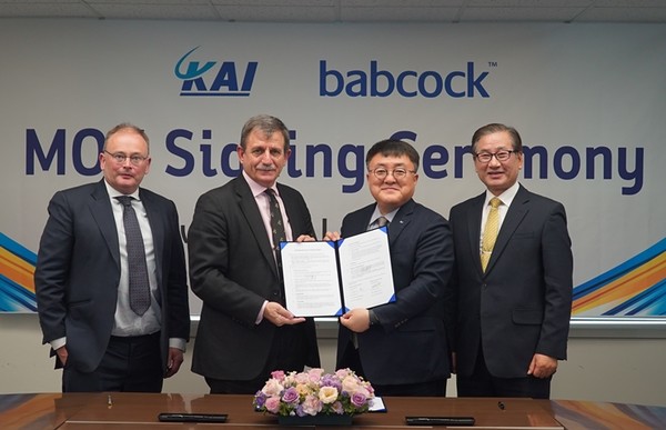 KAI와 Babcock은 28일 KAI 서울사무소에서 ‘유럽 방산 수출사업 협력’을 위한 양해각서(MOU)를 체결했다. 사진 / KAI