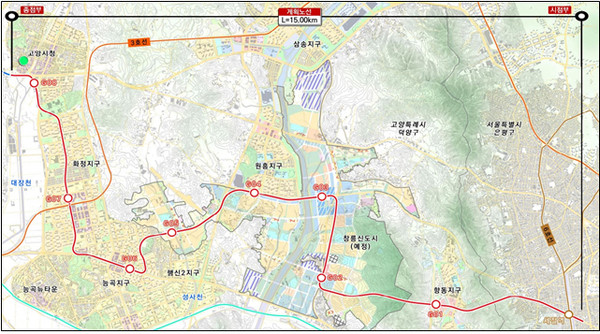 고양은편성 기본계획 노선도 제공
