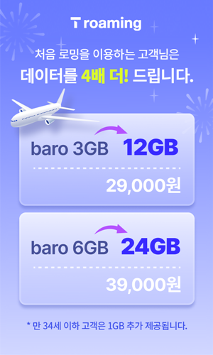 SK텔레콤은 연말 해외여행 시즌을 맞아 '첫 로밍 데이터 4배' 이벤트 / 포스터 = SKT