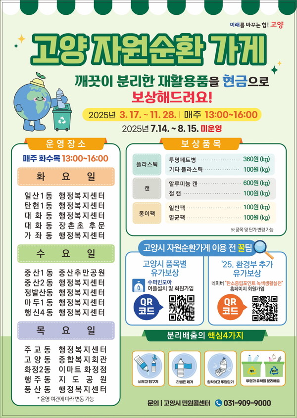 ‘고양 자원순환가게’홍보문 제공/ 고양시