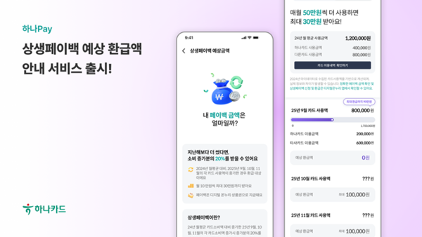 하나카드, '상생페이백 예상 환급액 안내 서비스' 출시. / 이미지 = 하나카드 제공
