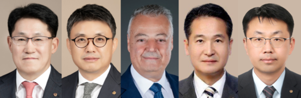 류두형(왼쪽부터) ㈜한화·글로벌, 김종서 한화엔진, 라피 발타 한화파워시스템, 김경수 한화호텔앤드리조트 에스테이트부문, 최석진 한화호텔앤드리조트 리조트부문 대표이사 내정자. / 사진 = 한화 제공